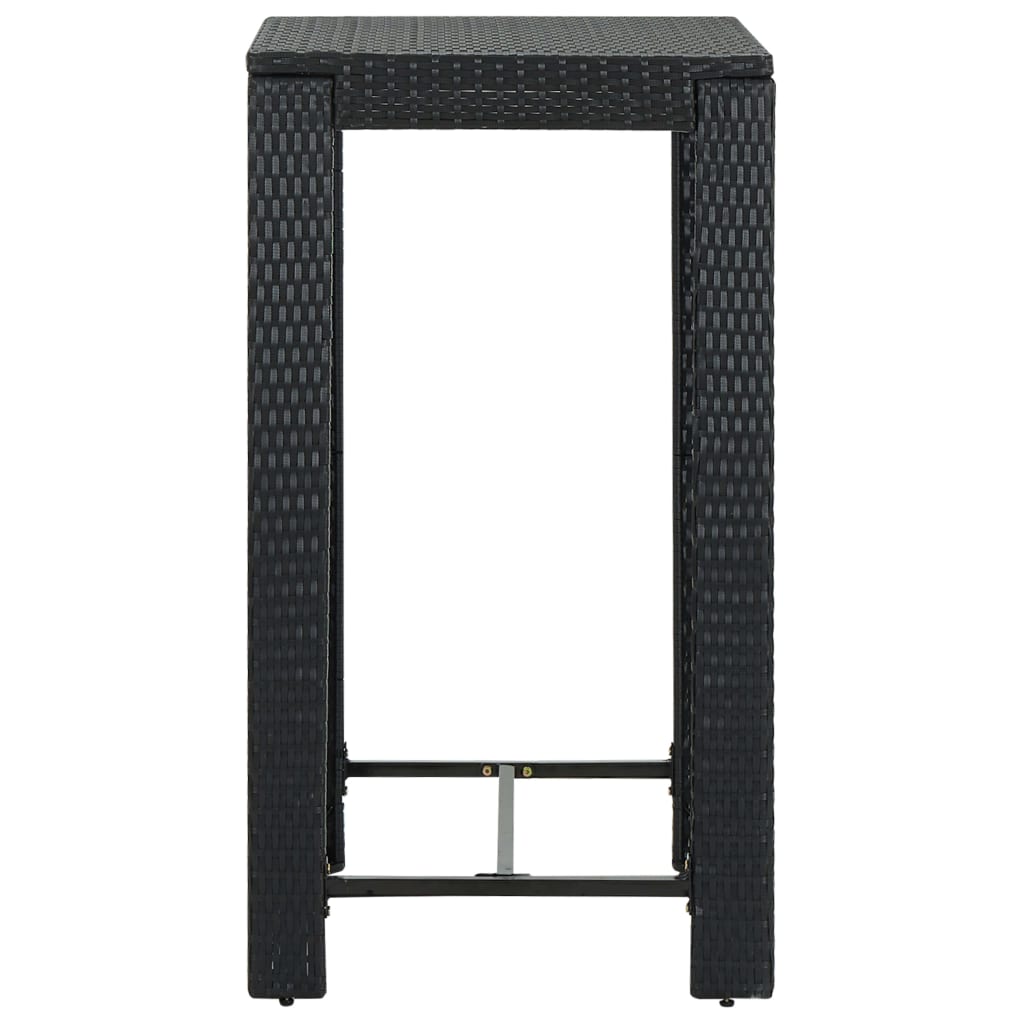 Barbord för trädgård svart 60,5x60,5x110,5 cm konstrotting