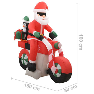 Uppblåsbar jultomte på motorcykel LED IP44 160 cm