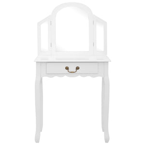 Sminkbord med pall vit 65x36x128 cm kejsarträ MDF