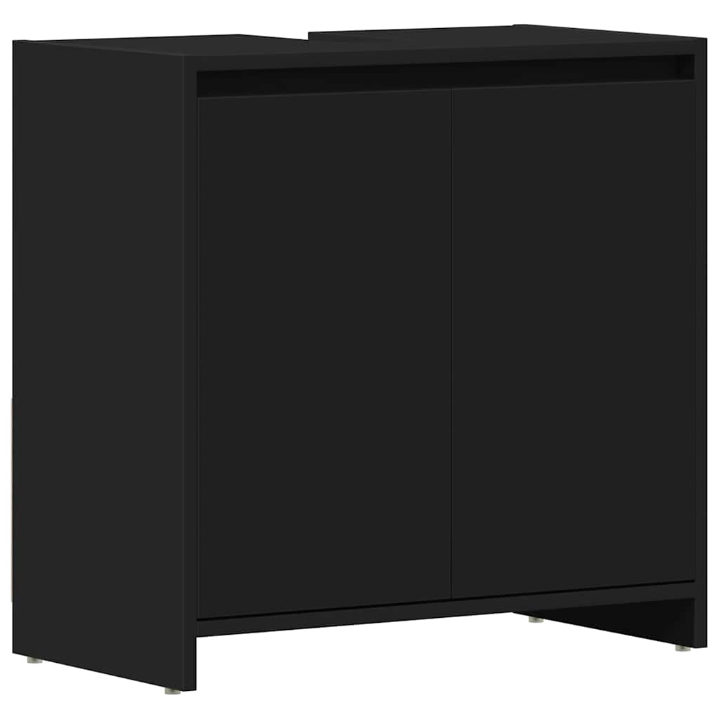 Badrumsskåp svart 60x33x61 cm konstruerat trä