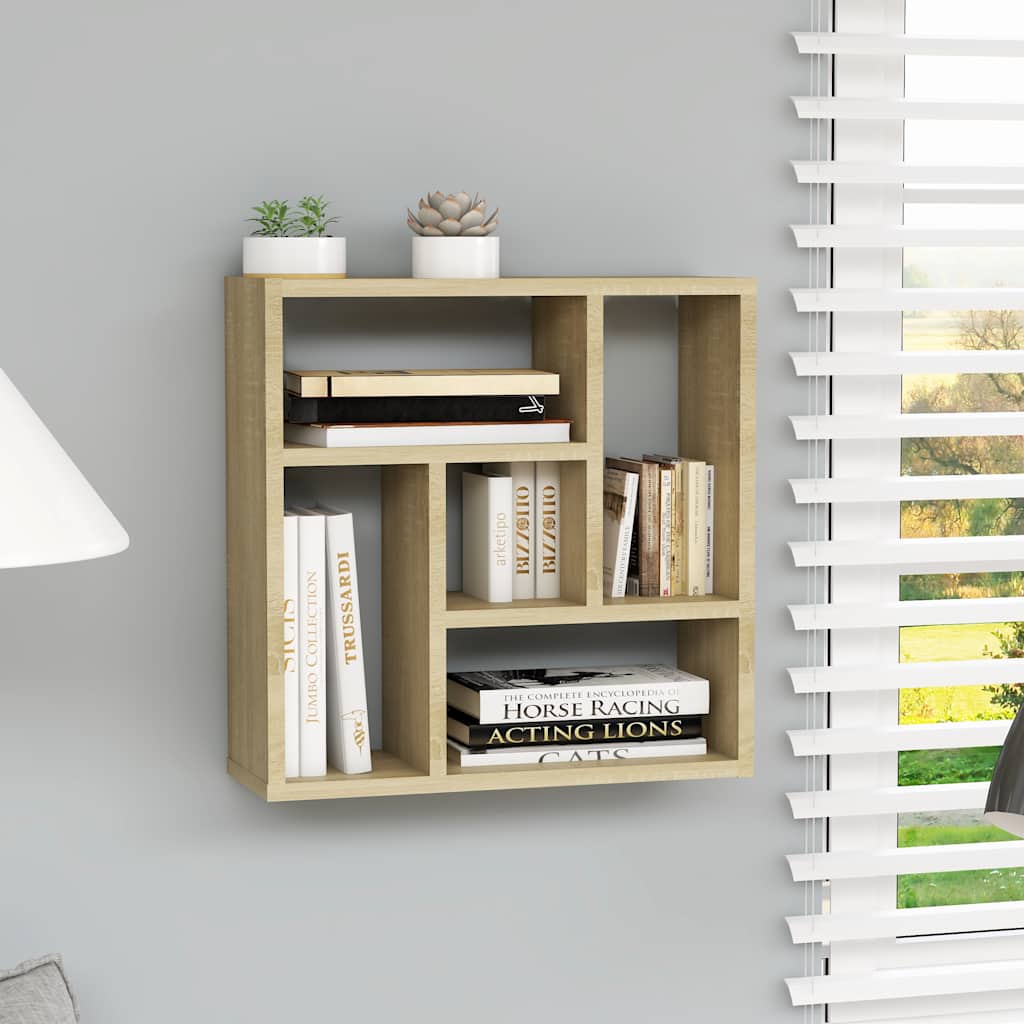 Vägghylla sonoma-ek 45x16x45 cm konstruerat trä