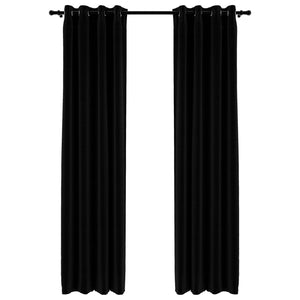 Mörkläggningsgardin med öljetter linnelook 2 st svart 140x245cm