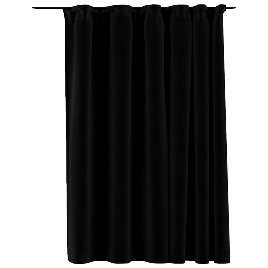 Mörkläggningsgardin med krokar linnelook svart 290x245 cm