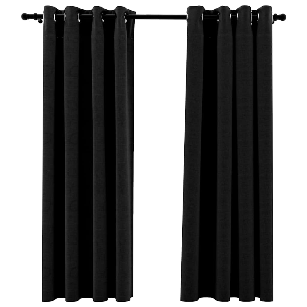 Mörkläggningsgardin linnelook 2 st antracit 140x175cm