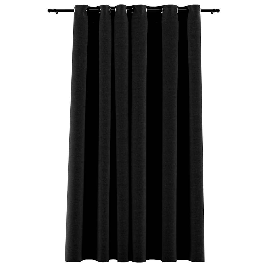Mörkläggningsgardin med öljetter linnelook antracit 290x245cm
