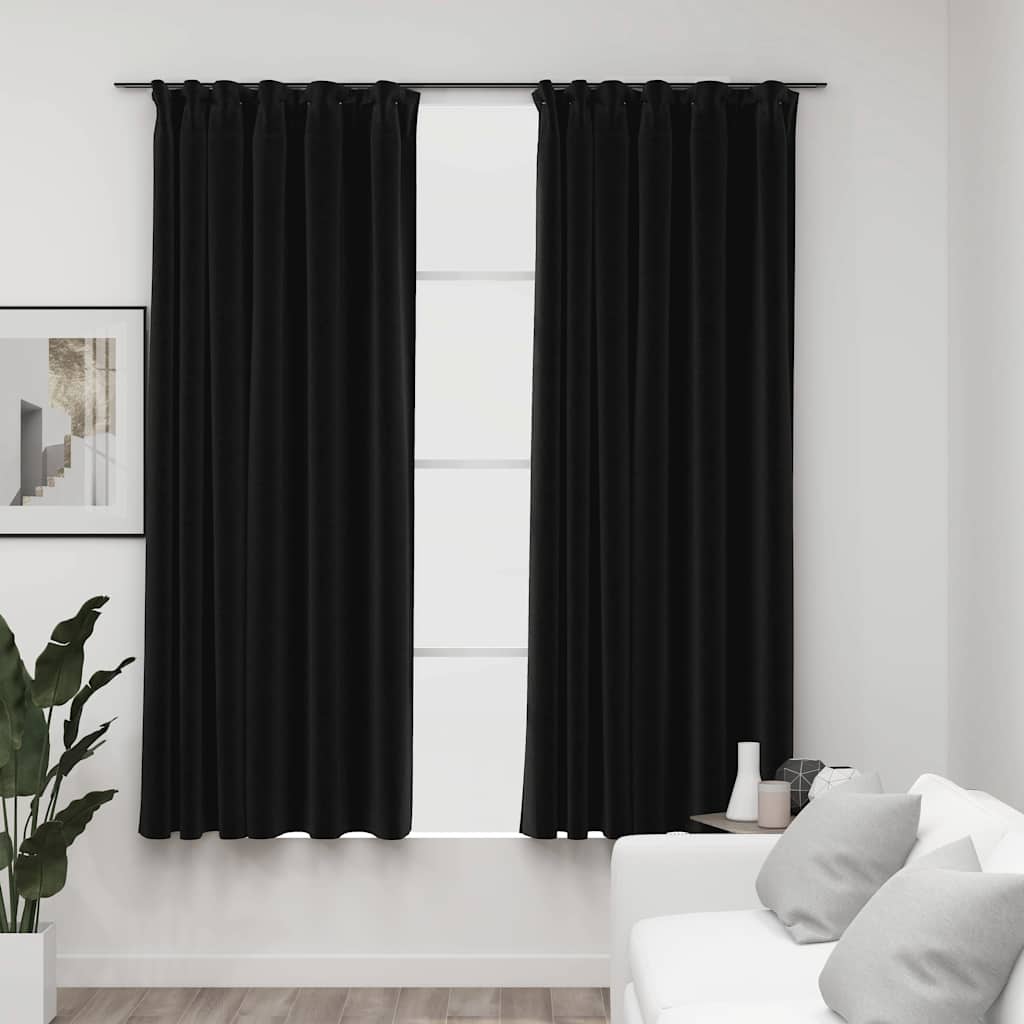 Mörkläggningsgardiner med krokar 2 st antracit 140x175 cm