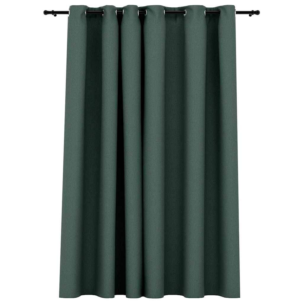 Mörkläggningsgardin med öljetter linnelook grön 290x245cm