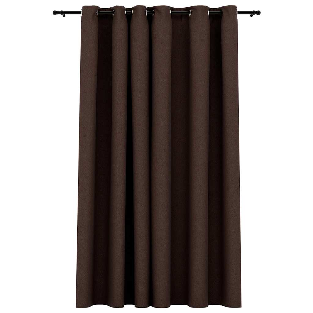 Mörkläggningsgardin med öljetter linnelook taupe 290x245cm