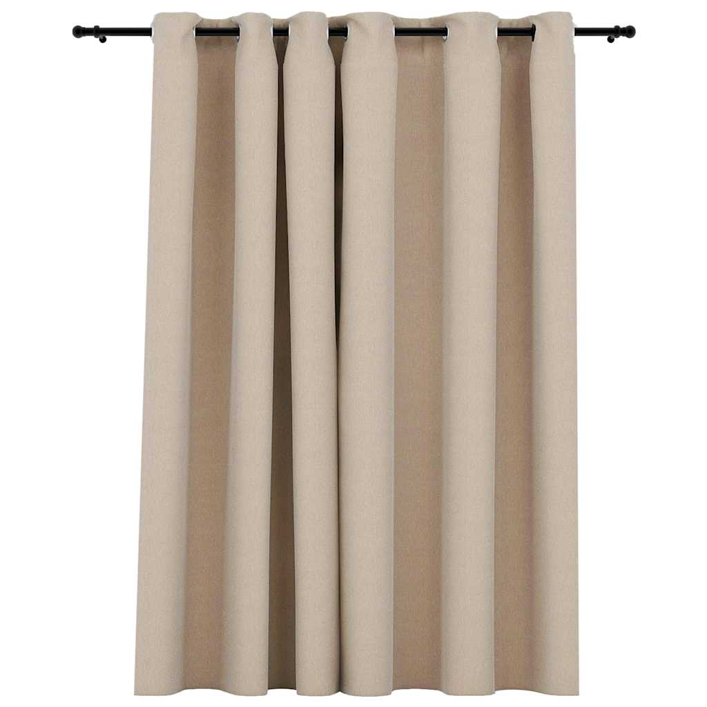 Mörkläggningsgardin med öljetter linnelook beige 290x245cm