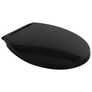 Kantlös toalett 7 cm extra höjd mjukstängande svart keramik