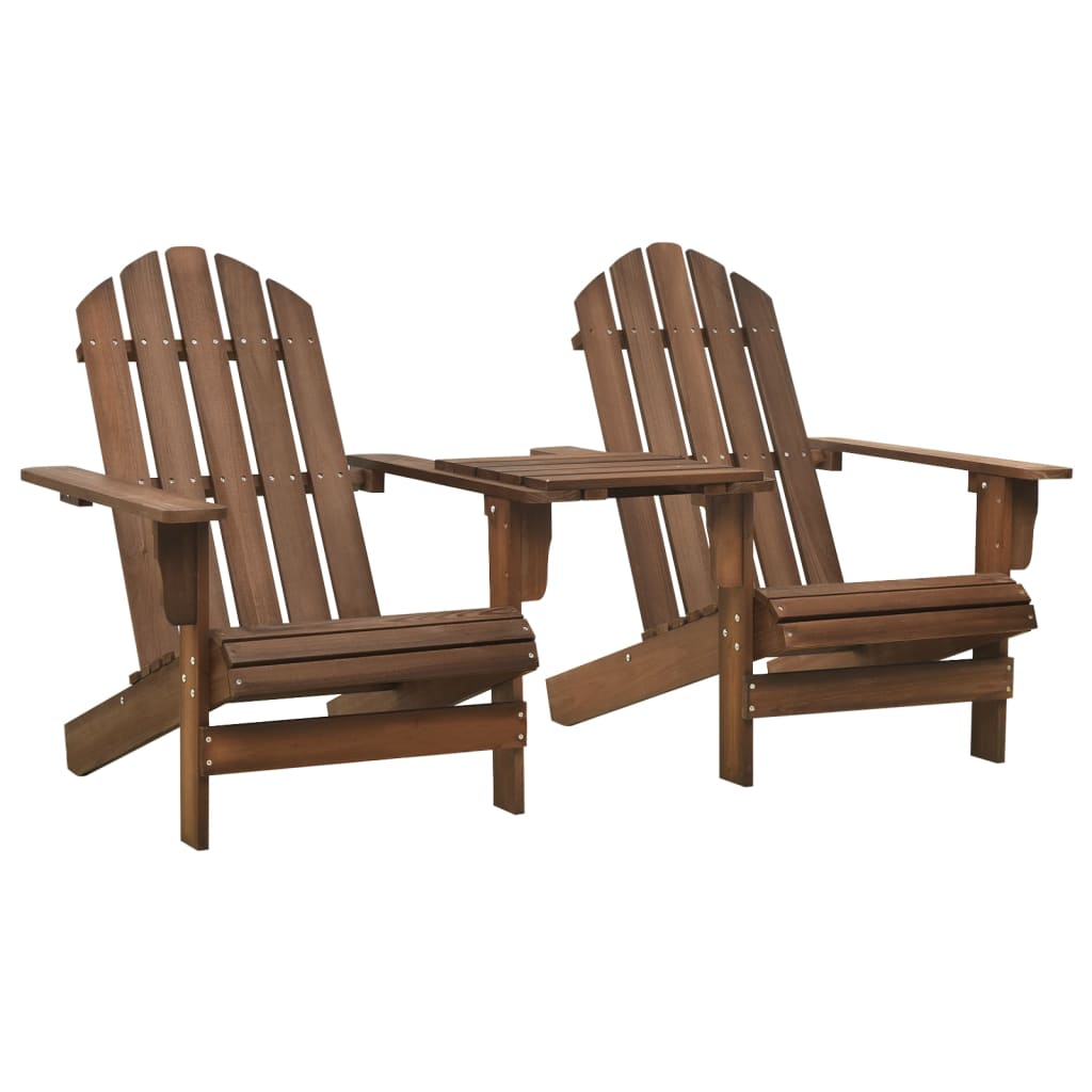 Adirondackstolar med bord massivt granträ brun