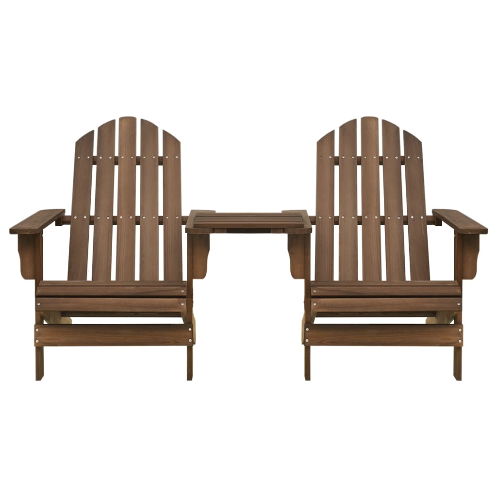 Adirondackstolar med bord massivt granträ brun