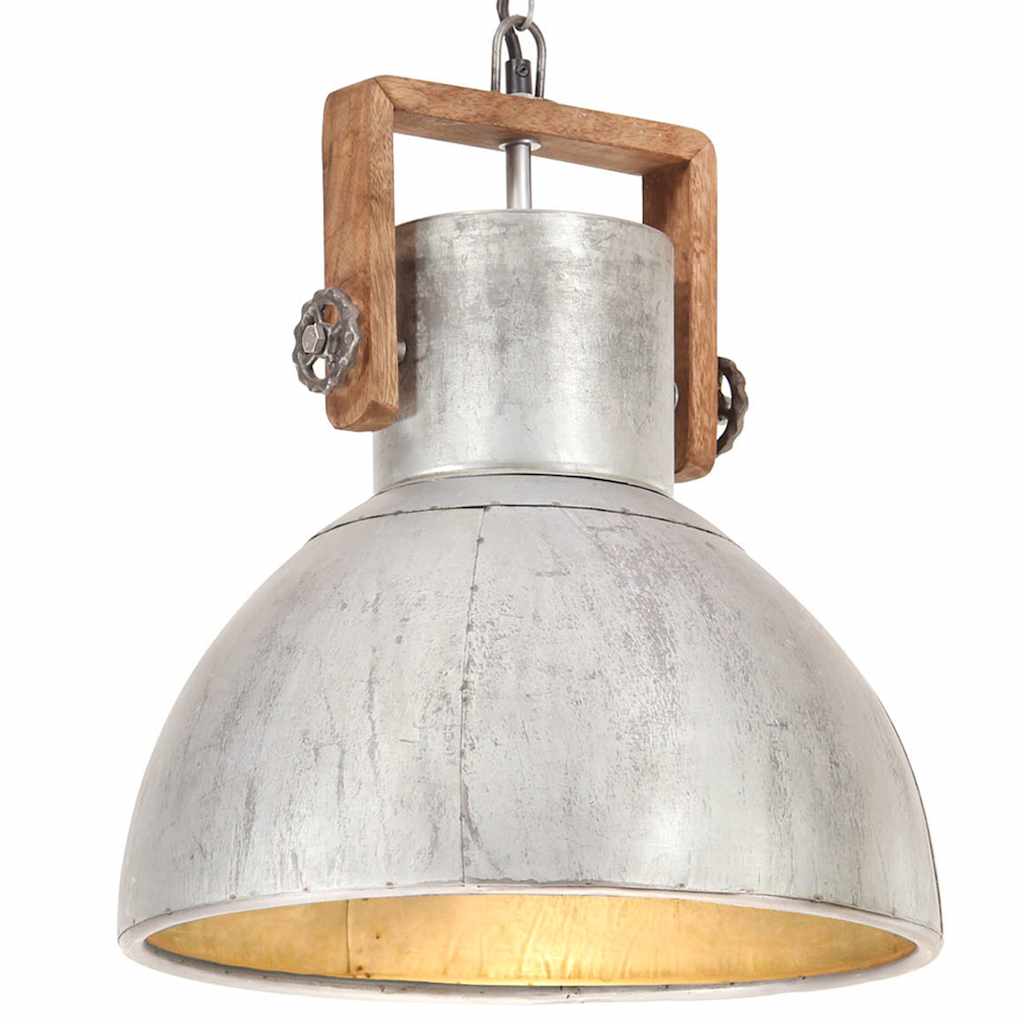 Hänglampa industriell vintage 25 W silver rund 40 cm E27