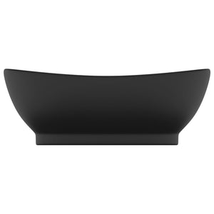 Ovalt handfat med bräddavlopp matt svart 58,5x39 cm keramik