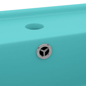 Fyrkantigt handfat bräddavlopp matt ljusgrön 41x41 cm keramik