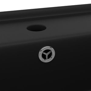 Fyrkantigt handfat bräddavlopp matt svart 41x41 cm keramik