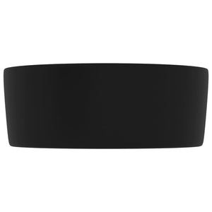 Lyxigt runt handfat matt svart 40x15 cm keramik