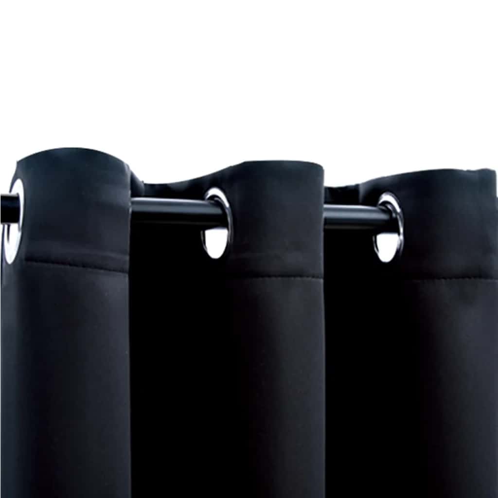 Mörkläggningsgardiner med ringar 2 st svart 97x213 cm tyg