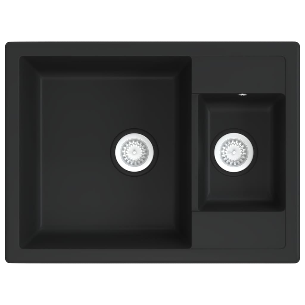 Diskho med bräddavlopp dubbla hoar svart granit