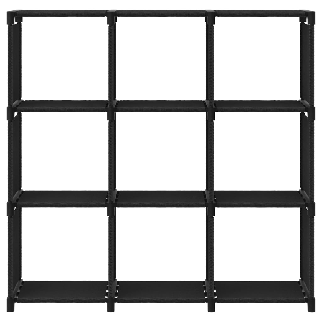 Hylla med 9 kuber svart 103x30x107,5 cm tyg