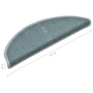 Trappmattor 15 st 56x17x3 cm havsblå halvrunda