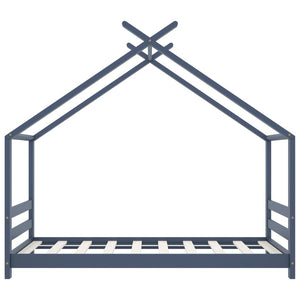 Barnsäng grå massiv furu 80x160 cm