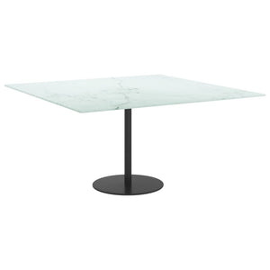 Bordsskiva vit 80x80 cm 6 mm härdat glas med marmortextur