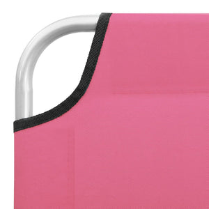 Hopfällbar solsäng stål och tyg rosa