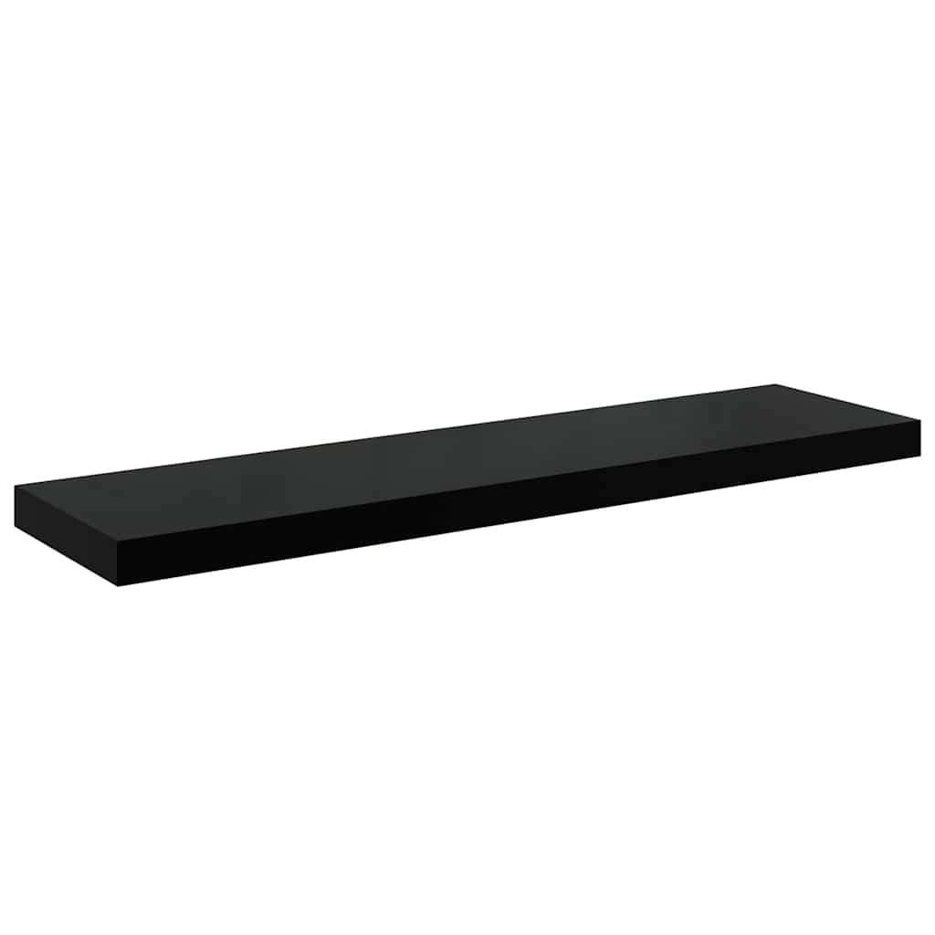 Svävande vägghylla svart högglans 90x23,5x3,8 cm MDF