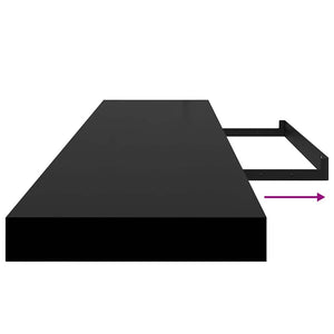 Svävande vägghyllor 4 st svart högglans 120x23,5x3,8 cm MDF