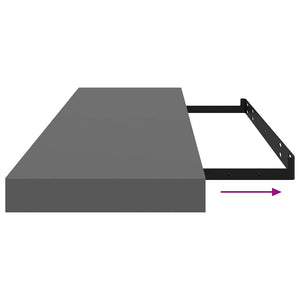 Svävande vägghyllor 4 st grå högglans 90x23,5x3,8 cm MDF