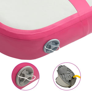 Uppblåsbar gymnastikmatta med pump 60x100x10 cm PVC rosa