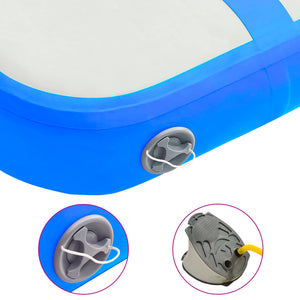 Uppblåsbar gymnastikmatta med pump 60x100x15 cm PVC blå