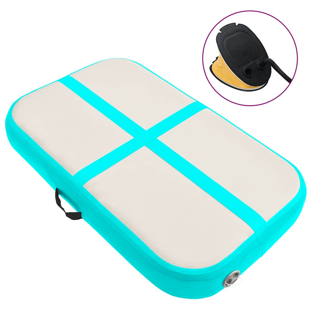 Uppblåsbar gymnastikmatta med pump 60x100x15 cm PVC grön