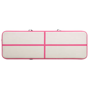 Uppblåsbar gymnastikmatta med pump 300x100x15 cm PVC rosa