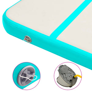 Uppblåsbar gymnastikmatta med pump 300x100x20 cm PVC grön