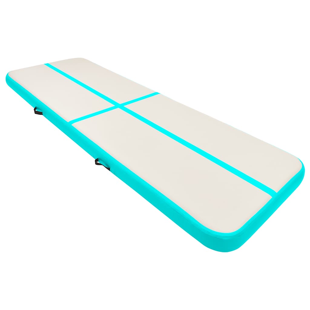 Uppblåsbar gymnastikmatta med pump 500x100x20 cm PVC grön
