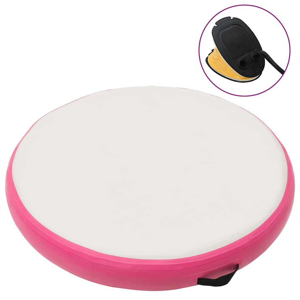 Uppblåsbar gymnastikmatta med pump 100x100x15 cm PVC rosa