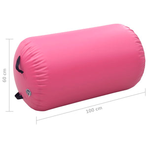 Uppblåsbar gymnastikrulle med pump 100x60 cm PVC rosa