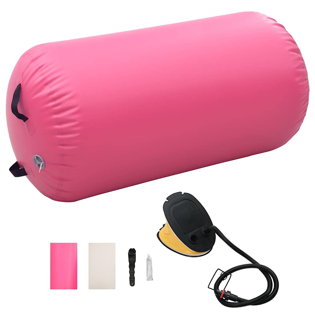 Uppblåsbar gymnastikrulle med pump 120x75 cm PVC rosa