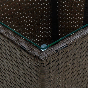 Tebord brun 41,5x41,5x44 cm konstrotting och härdat glas