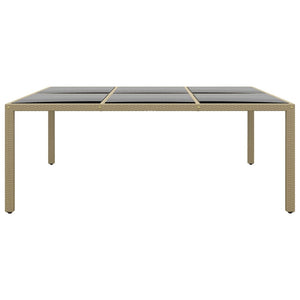 Utebord 200x150x75 cm härdat glas och konstrotting beige