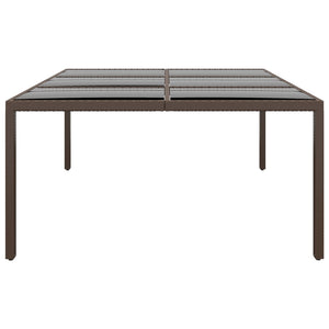 Trädgårdsbord med glasskiva brun 200x150x75 cm rotting