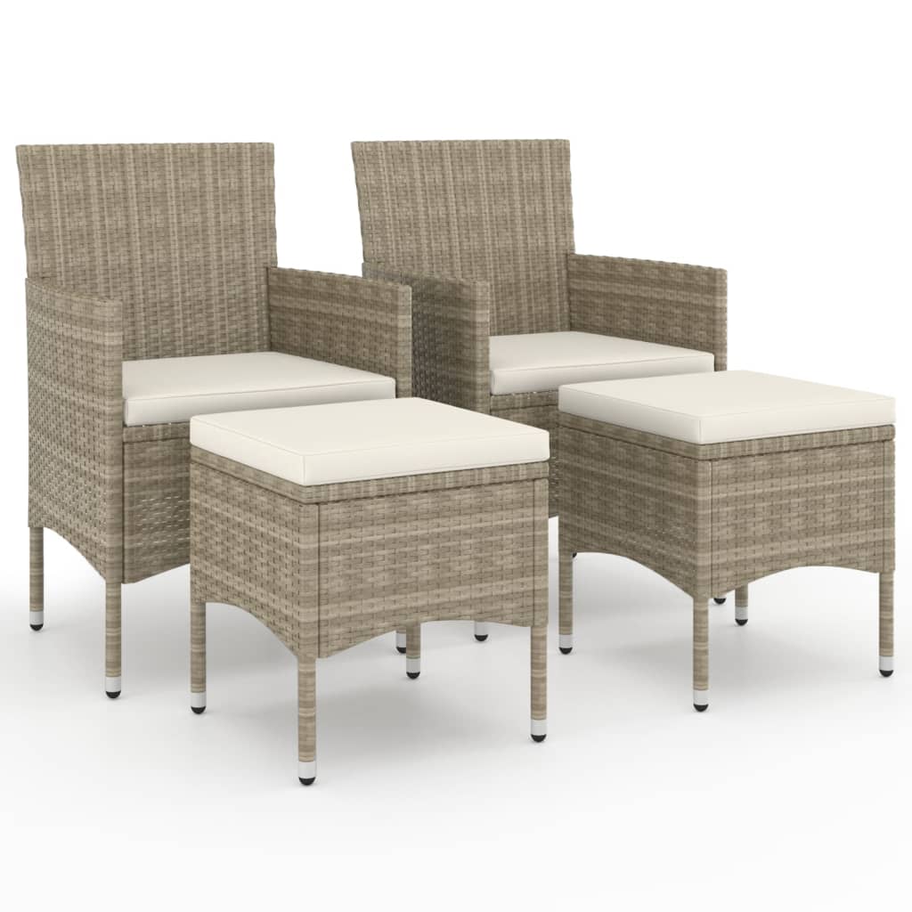 Trädgårdsstolar och pallar 4 delar konstrotting beige