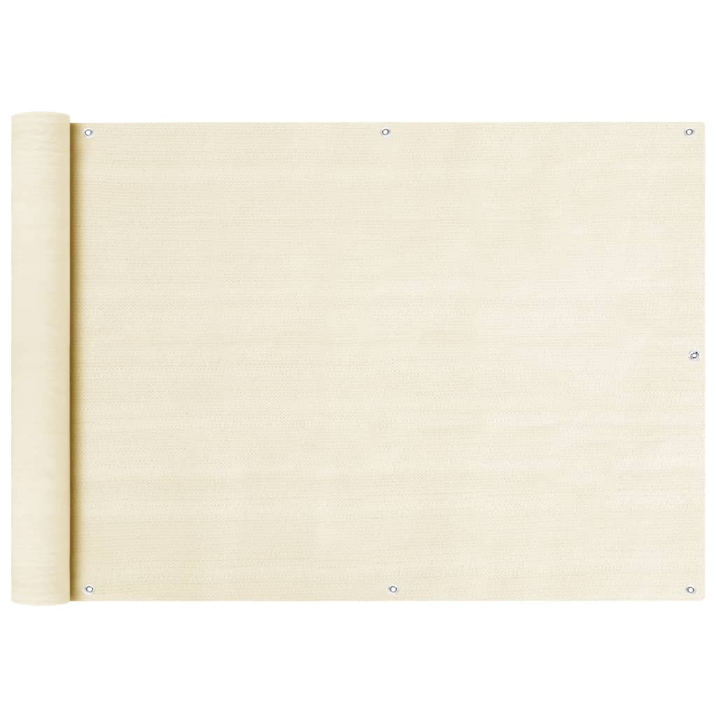 Balkongskärm gräddvit 75x600 cm HDPE