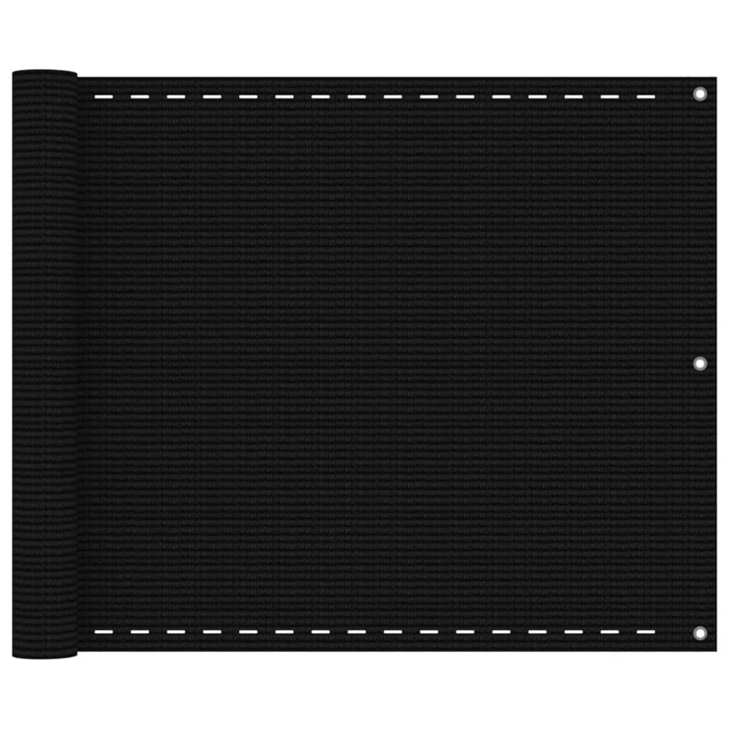 Balkongskärm svart 75x300 cm HDPE
