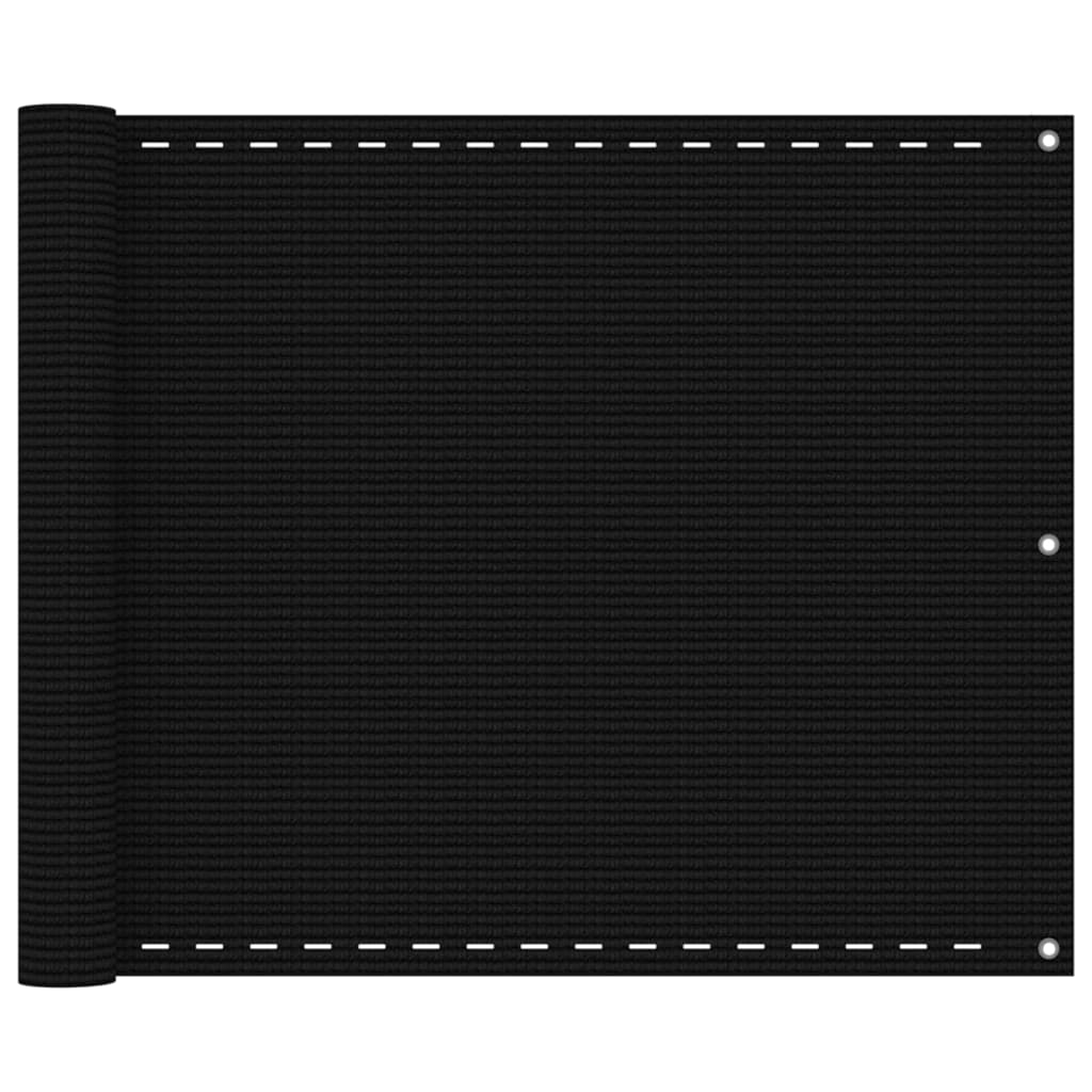 Balkongskärm svart 75x400 cm HDPE