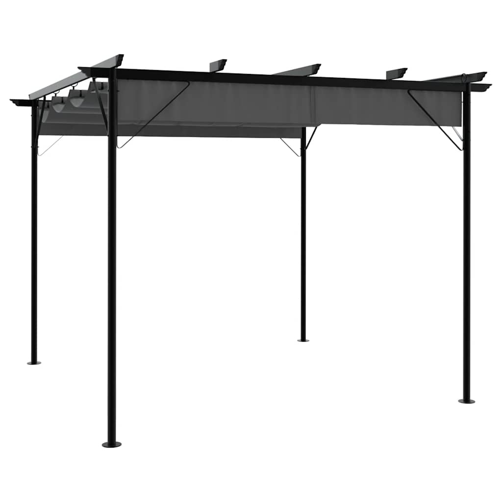 Pergola med infällbart tak antracit 3x3 m stål 180 g/m²