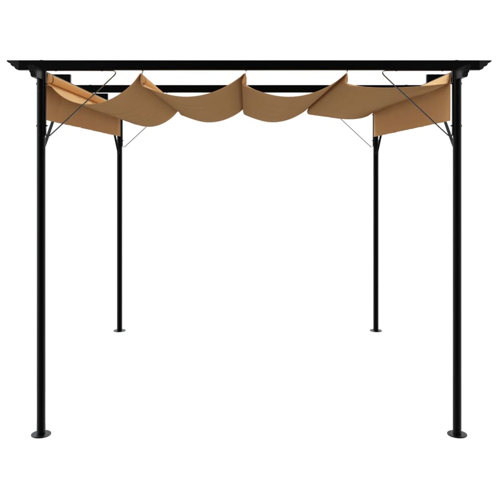 Pergola med infällbart tak taupe 3x3 m stål 180 g/m²