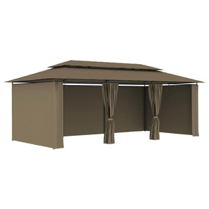 Paviljong med draperier 600x298x270 cm taupe 180 g/m²